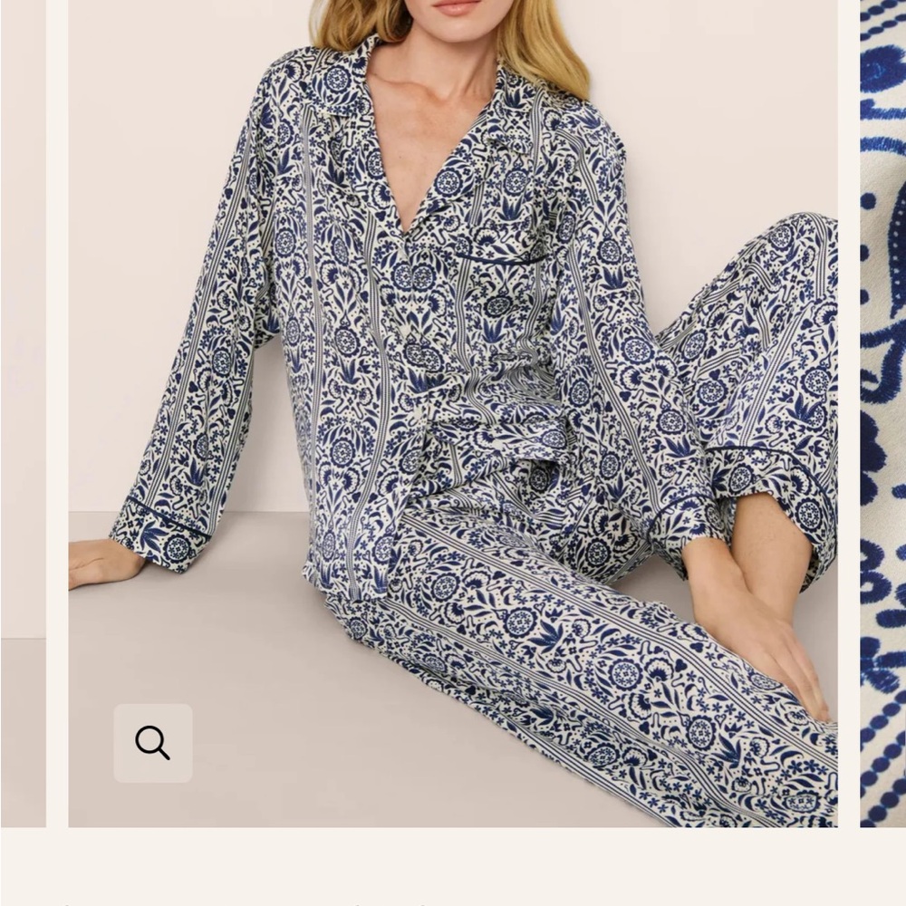 Eberjey x Casa Del Sol - Inez Washable Silk Printed Long PJ Set - Size S - NEW - Picture 4 of 7
